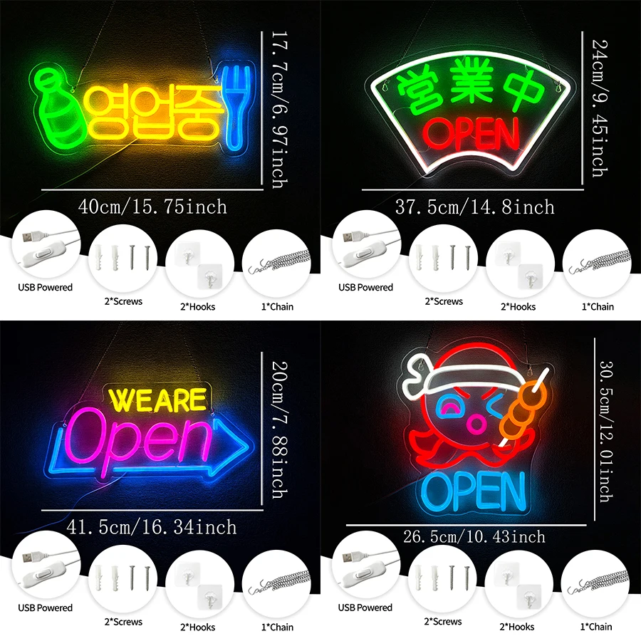 We Are Open Led Neon Sign, Super Bright Business Icons, Cafes, Shop Windows, Bars, Hotels, Parties, Fast Food Restaurants Decor.