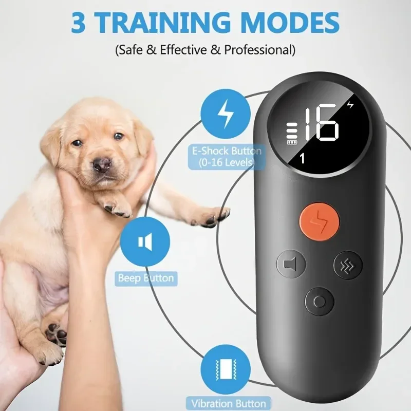 Electric Dog Training Collar, Color Screen, Remote Control, Vibration Warning, Bark Stopper, Waterproof, Rechargeable Pet Suppli