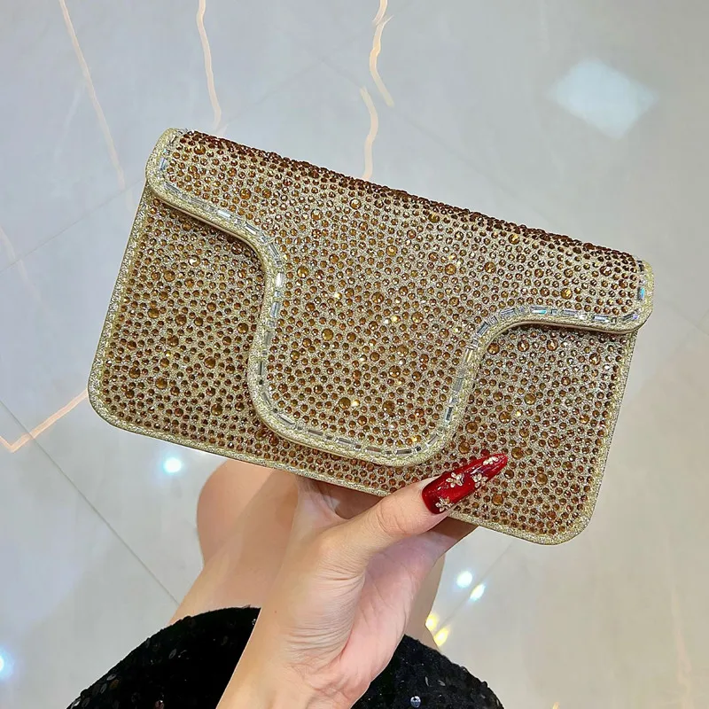 2025 Luxury Top Full Inlay Diamonds Women Evening Cluth Bag Purse Fashion Brand High End Shoulder Bag Wedding Party Square Bag