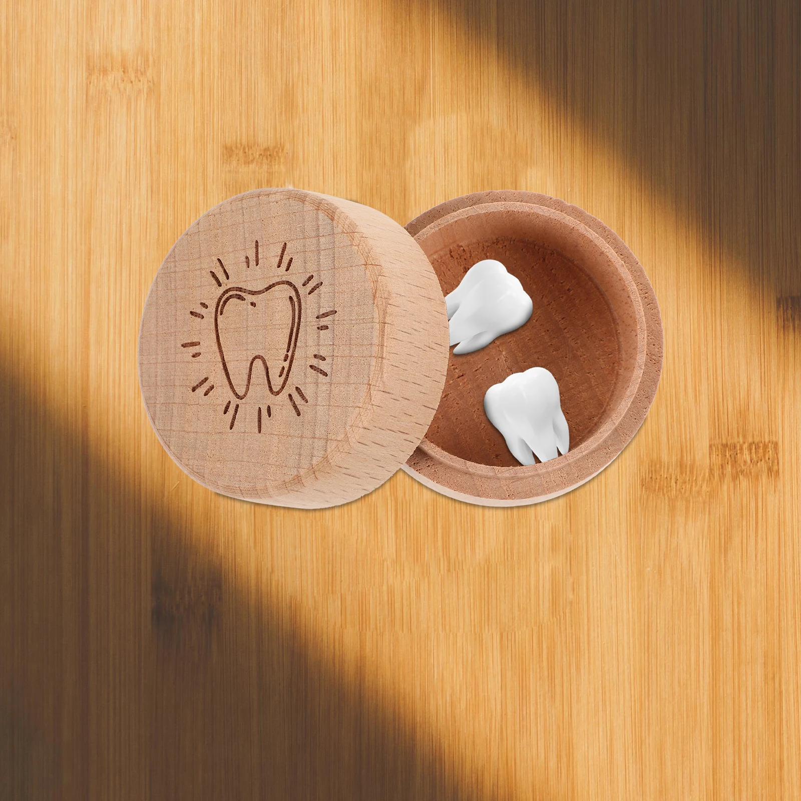 

Baby Tooth Box Wooden Teeth Storage Container Kids First Tooth Collection Organizer Portable Milk Teeth Holder Keepsake Box