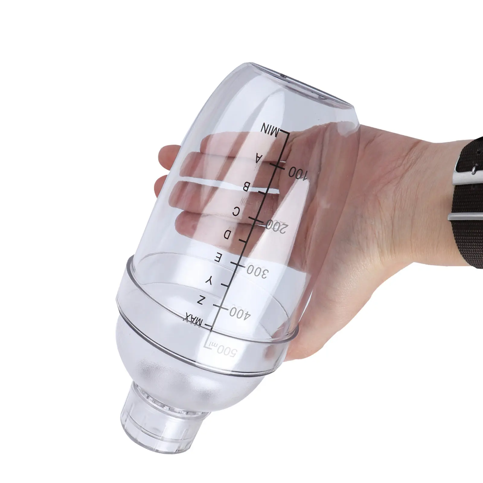 530Ml Explosion Proof Pc Resin Clear Bottle Cocktail Shaking Tool Easy Grip Non-Slip Lid Measuring Scale Dishwasher Safe