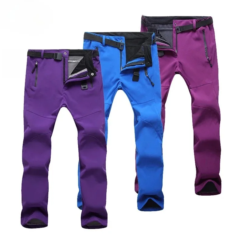 Mulheres caminhadas calças de acampamento esqui ao ar livre trekking viagem casca macia à prova vento manter quente roupas à prova dwaterproof água