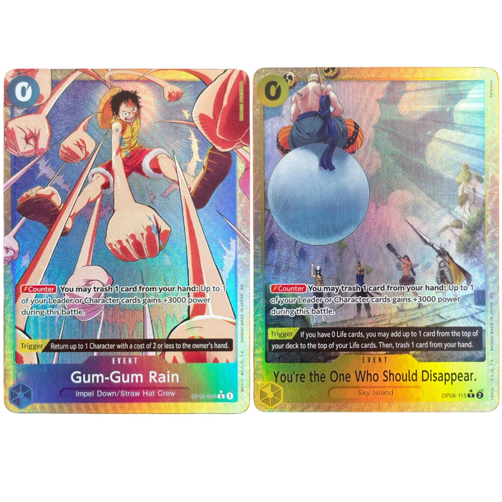 Proxy ONE PIECE Anime-Karte PRB02 Gum-GUM Rain OP02-068 Du bist derjenige, der verschwinden sollte OP06-115 Englische TCG Anime-Karte
