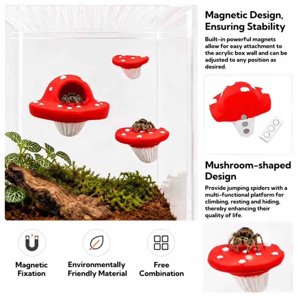 Mushroom-shaped Jumping Spider Platform Magnetic Stable Spider Habitat Hideout Cloud-shaped Decorative