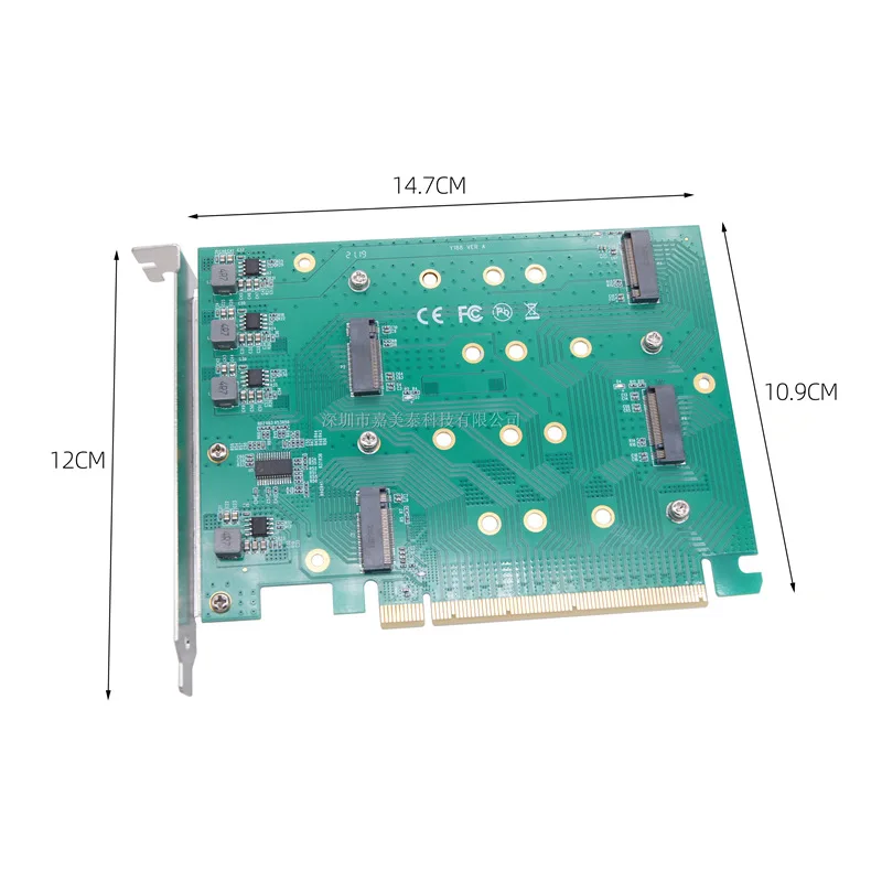 PCIE 3.0 X16 To 4 NVME M.2 M KEY Bifurcation PCIe Function RAID Card Solid State SSD Disk Array Card VROC Adapter Expansion Card