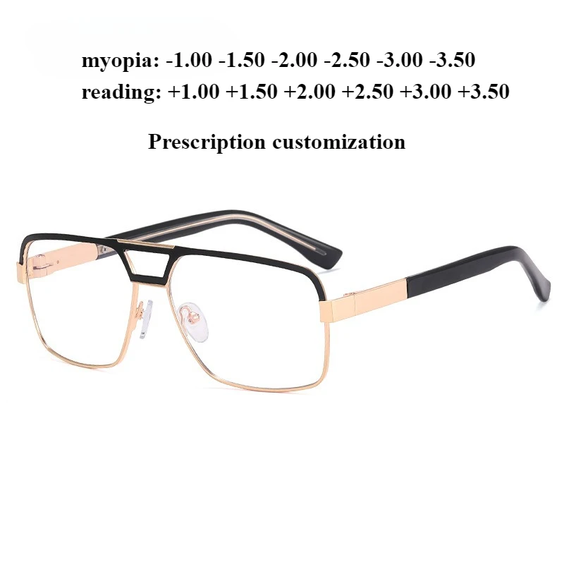 

Новые мужские деловые очки для чтения при близорукости по рецепту, квадратные очки для чтения с двойным лучом и большой оправой