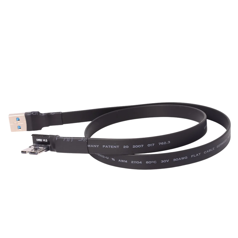 ADT-Link USB 3.0 Micro B إلى USB 3.0 نوع A ذكر إلى ذكر قابل للطي 90 زاوية تمديد كابل مسطح Micro-B موصل مدمج FPC FPV