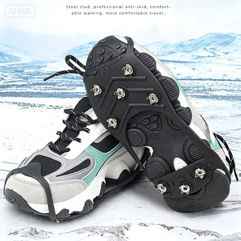 Snow Non Slip Crampons Cleats Shoe Cover Ice Gripper For Spikes Hiking Winter Manganese Steel Outdoor Cleats Overshoes