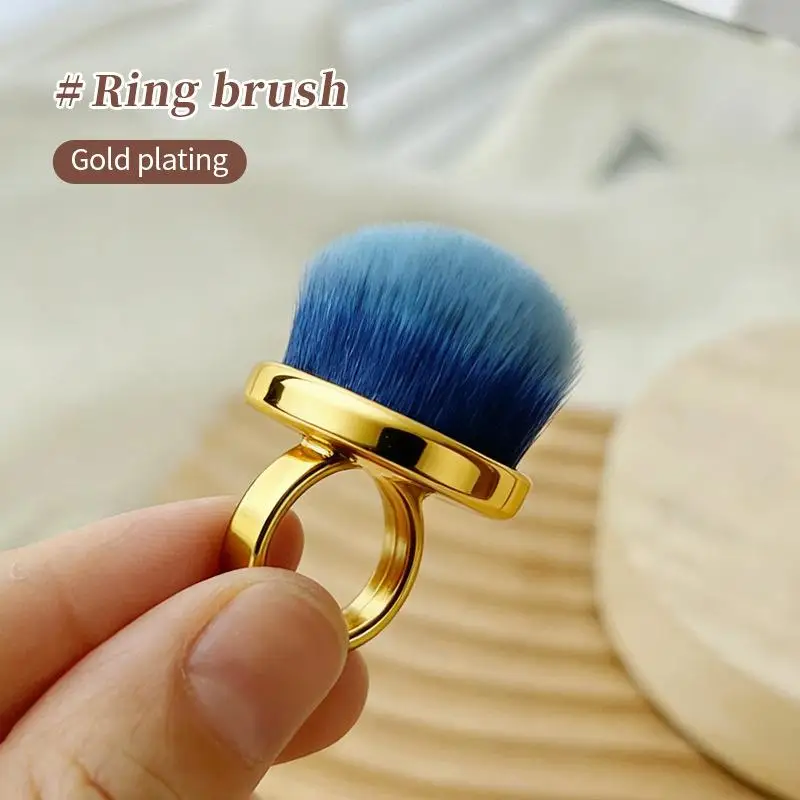 1/5 Pcs Hands-Free Finger Cleaning Brush Metal Ring Nail Dust Brush Soft Dense Bristles For Acrylic Gel Dip Powder Removal Salon