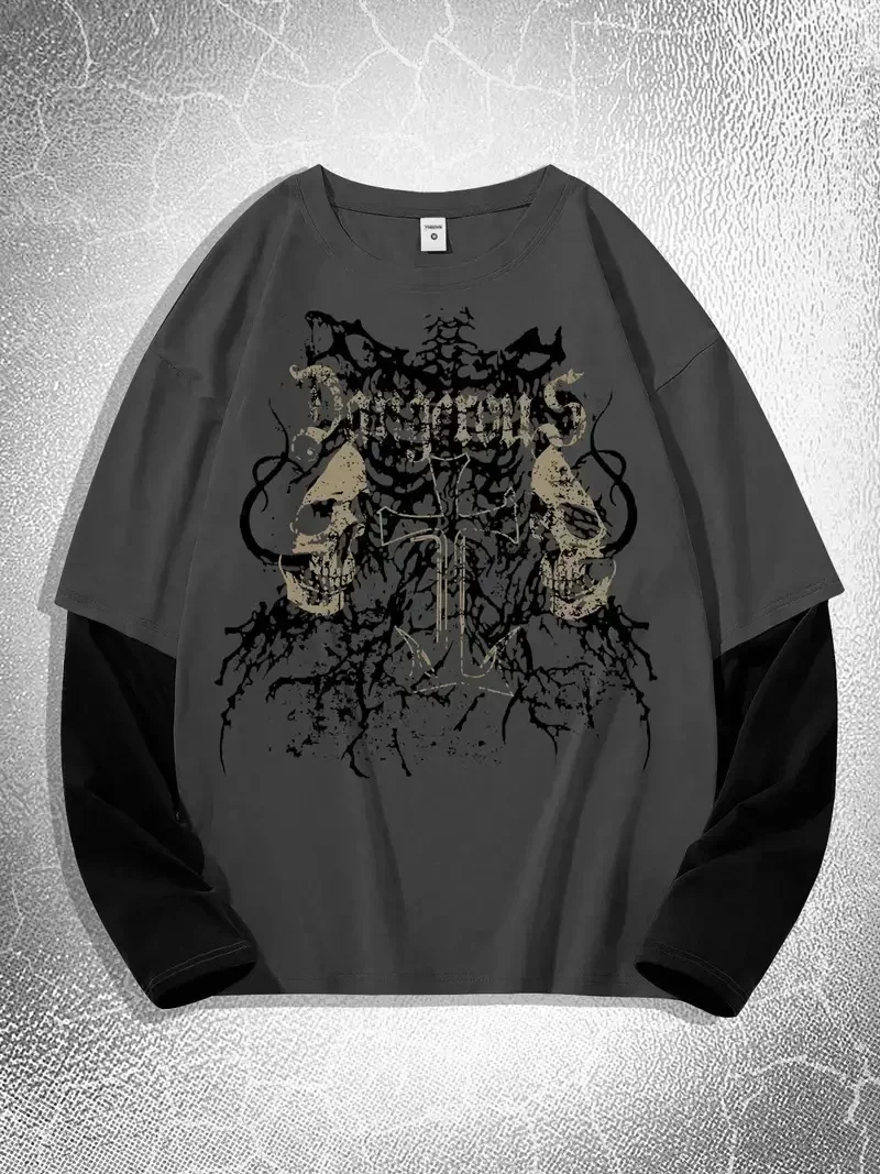 Affliction Long Sleeve T shirt Y2k New Harajuku Street Round Neck Oversized Pullover Shirt Men Women Casual Gothic Clothing Tops