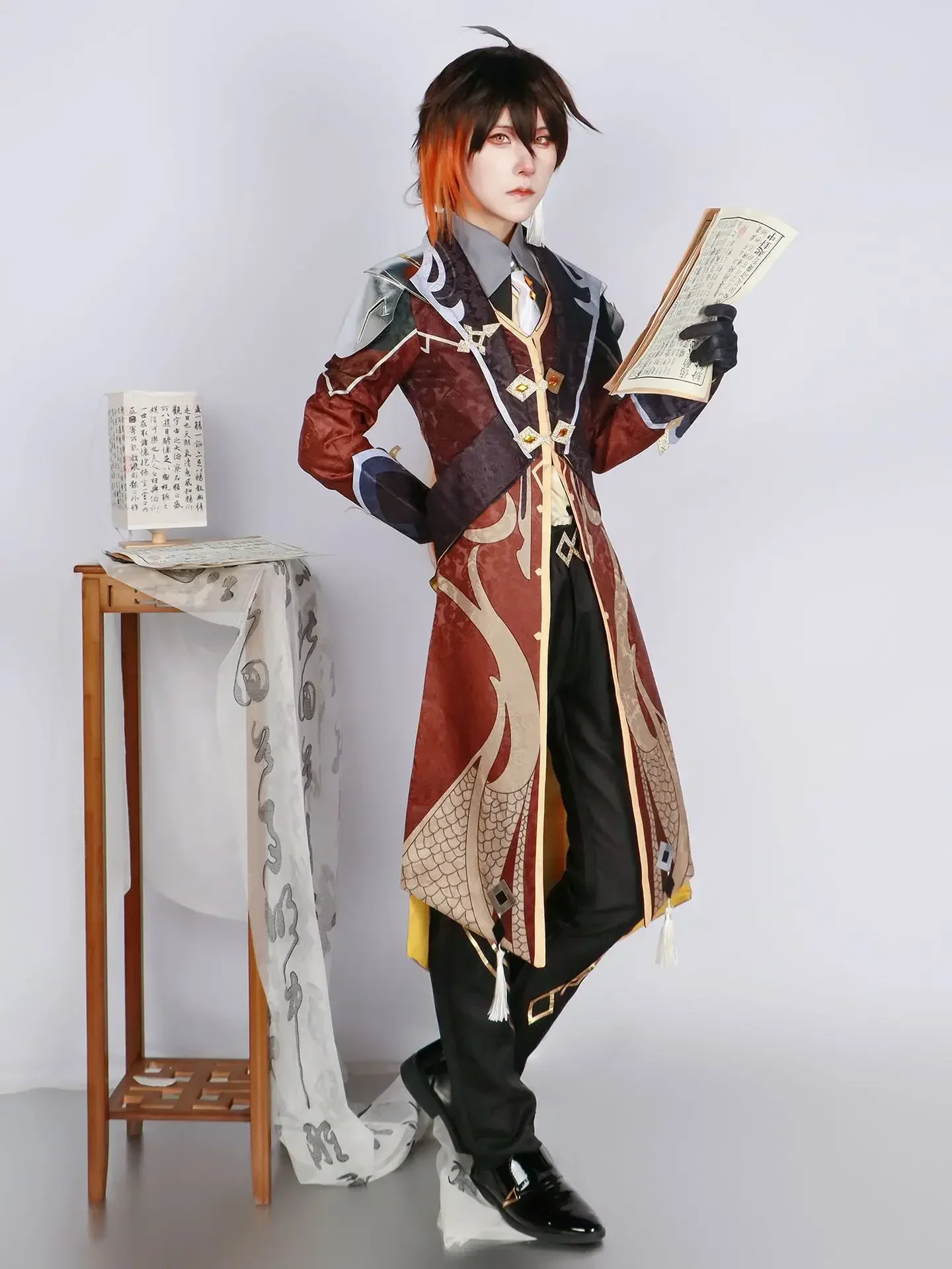 Genshin Impact Zhongli Cosplay Costume Adult Carnival Uniform Wig Anime Halloween Party Costumes Masquerade Women Game view 4