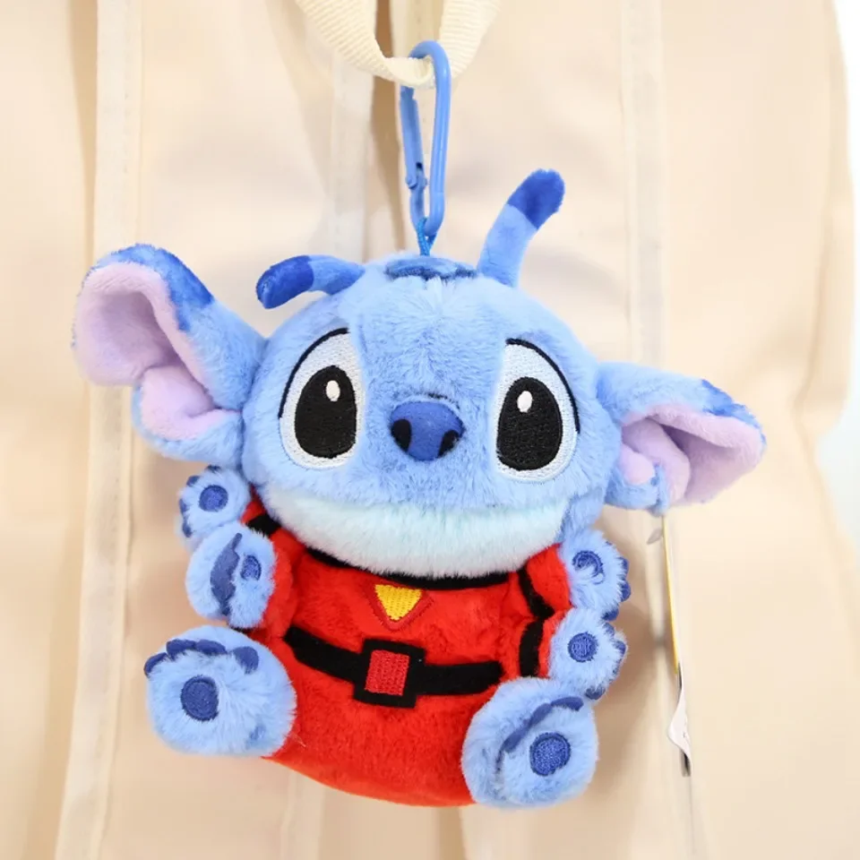 LLavero de muñecos de peluche Original de Disney Stitch, colgante de juguete de peluche de punto de Ángel, regalo de cumpleaños para niños, regalo de cumpleaños del Día de San Valentín