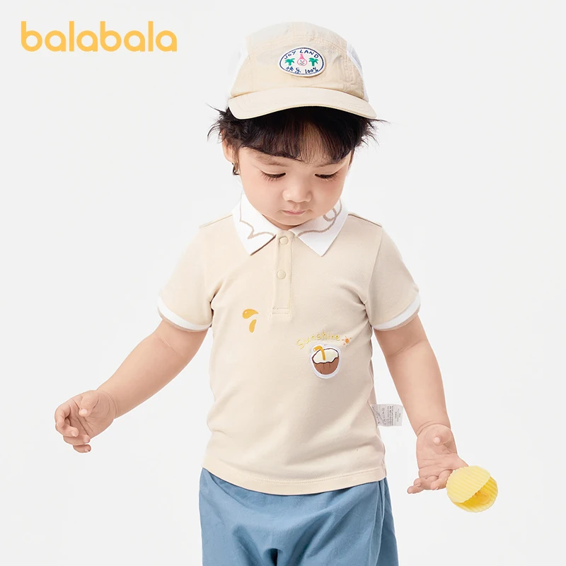 Balabala Baby T-shirt Boys Baby Top Clothing Children Short Sleeve 2024 Summer New Collection Comfortable and Skin-friendly