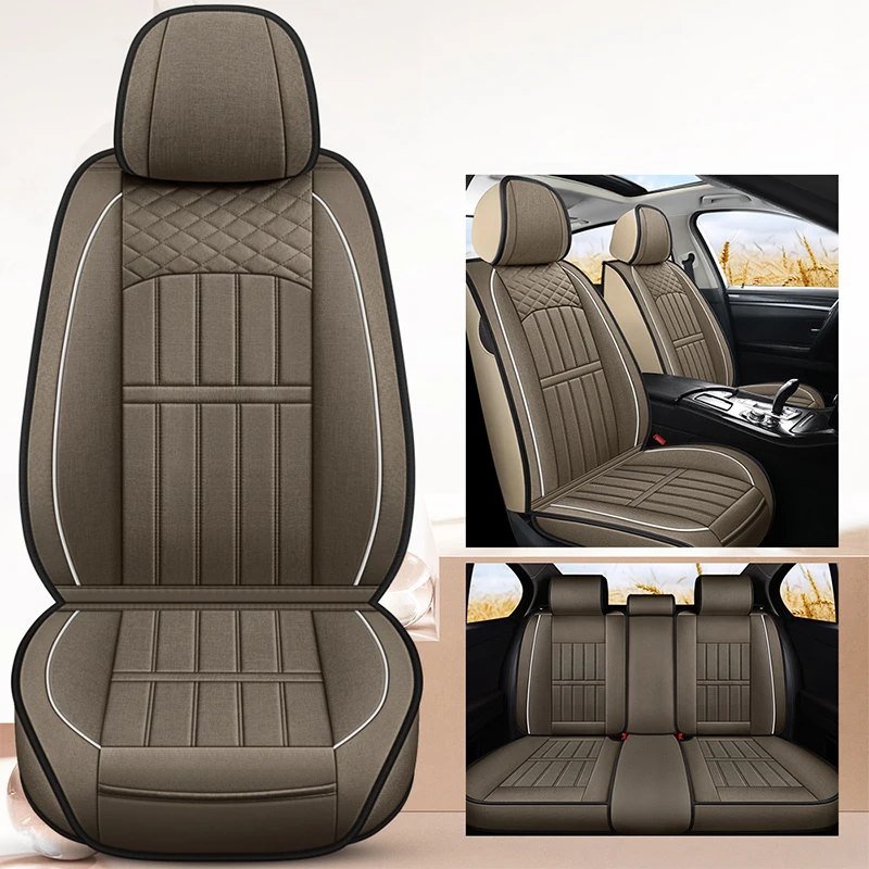 

1/5PCS Flax Car Seat Covers For Ford Mondeo MK4 Kuga KA Edge Explorer Mazda CX30 6 GG GH Auto Interior Accessories Breathable