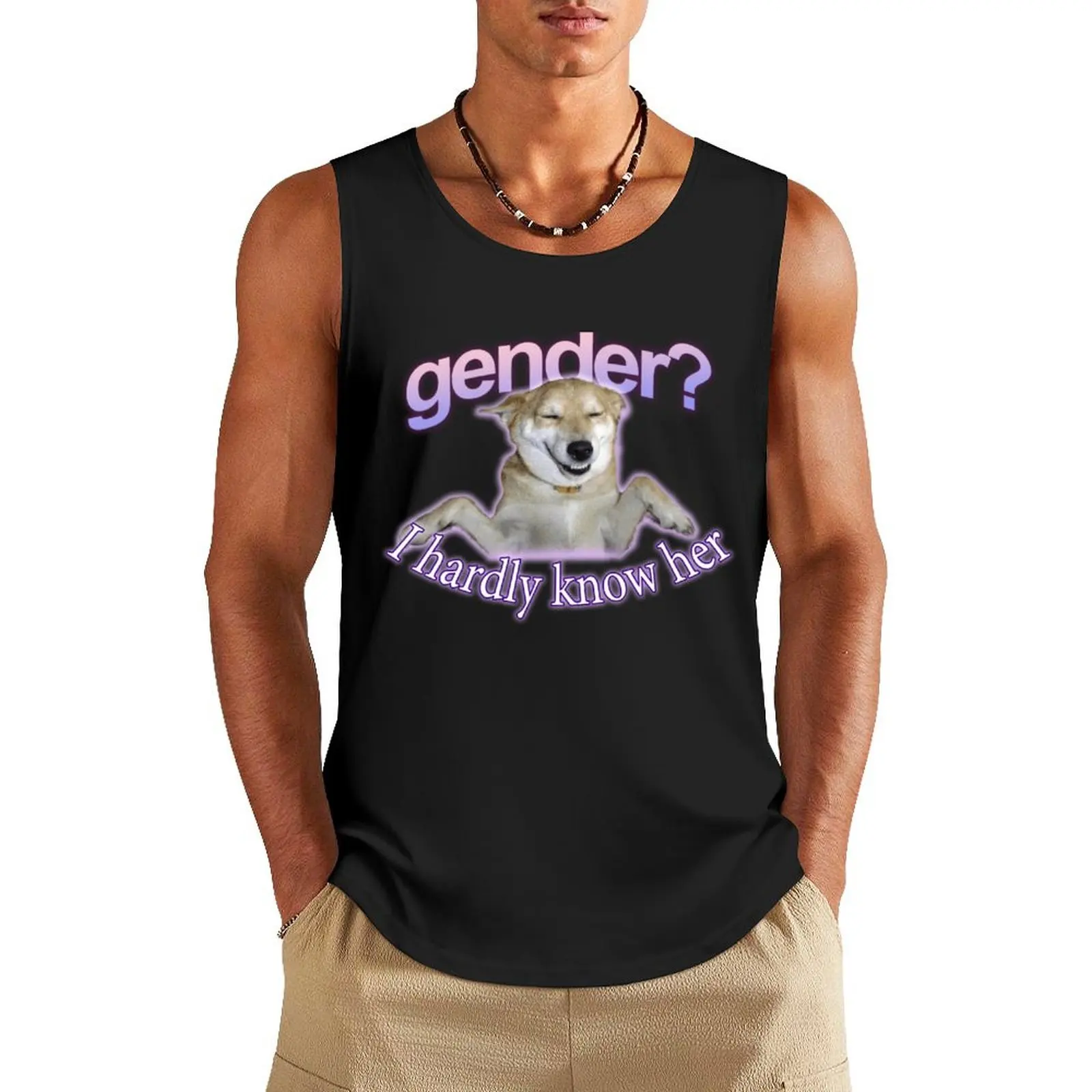 

Gender I Hardly Know Her Meme Tank Top gym clothes men bodybuilding t-shirt