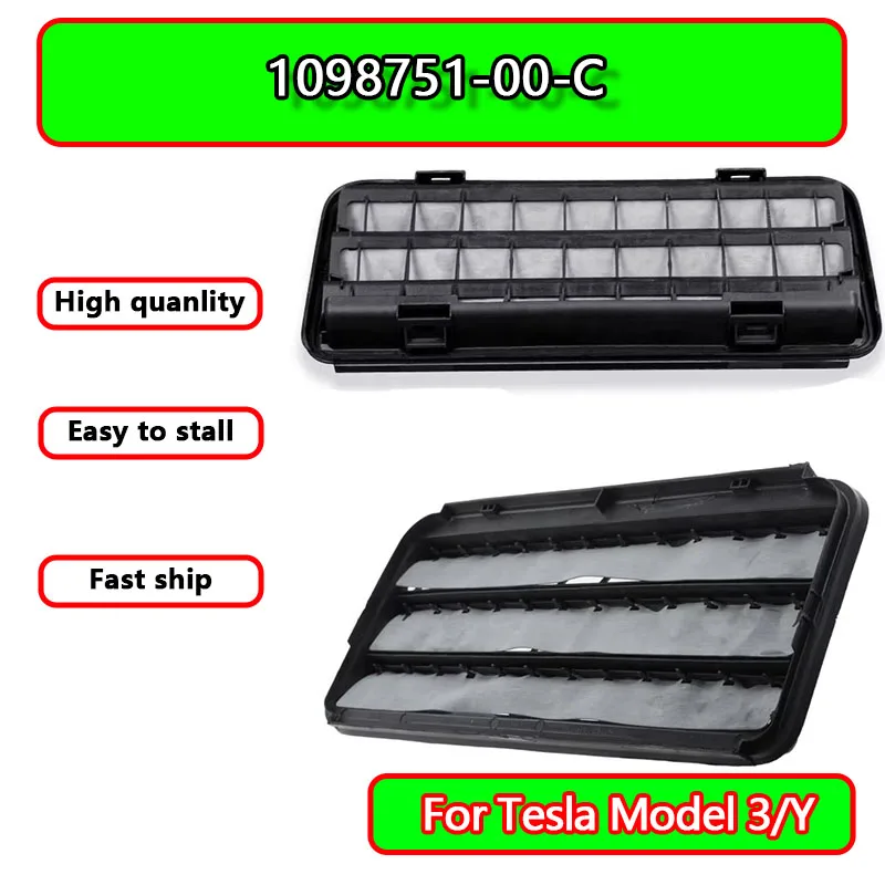 

Black Exterior Air Conditioning Inlet Grille Protective Trim For Tesla Model 1098751-00-C Car Front Grille Air Extractor