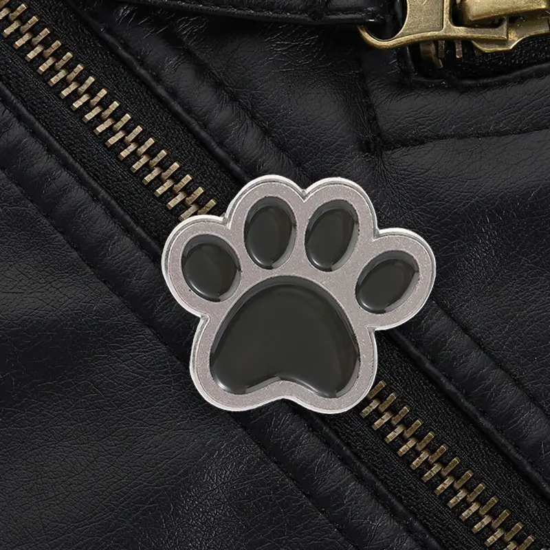 Black Paw Enamel Pin Silver Metal Border Cute Pet Style for Cat Dog Lovers Backpack Denim Jacket Everyday Gift