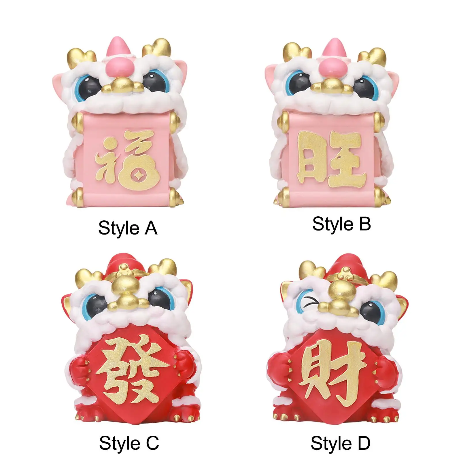 New Year Decoration 2024 Desktop Sculpture Chinese Style Gift Figurine Wake Lion Ornament for Housewarming Office Living Room