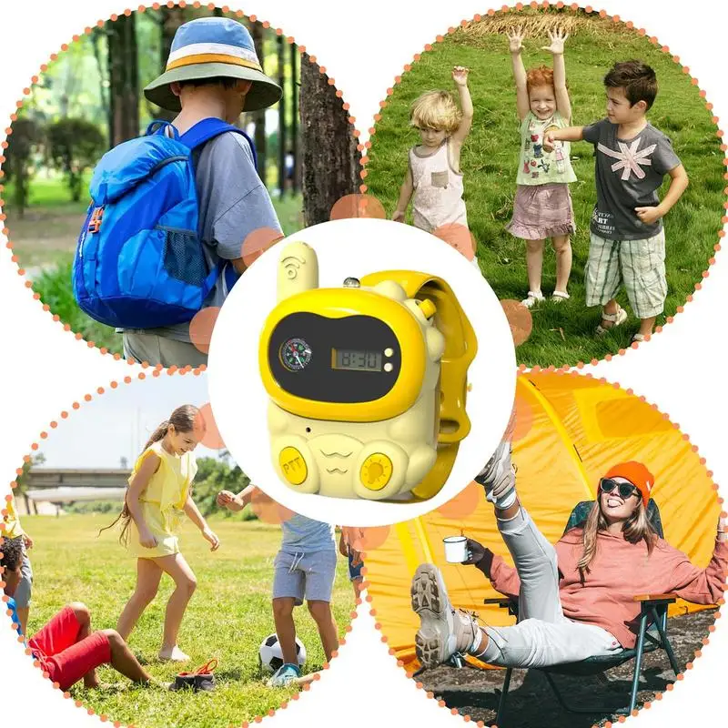 Walkie Talkie Watches For Kids 2X Cartoon KidsWalkie Talkies With LED Lights Remote Call Phone With Clock And Compass