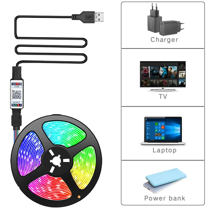 LED Room Lights Color RGB Tpae Bluetooth LED Strip Bedroom Decoration LED 5050 5m 10m 15m 20m 30m TV LED Backlight for Christmas