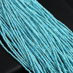 15'' Natural Green Turquoise Beads Round Shape Small Stone Loose Beaded for Women Making DIY Necklace Bracelet Accessories 2mm