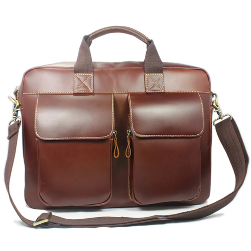 Luxury Italian Genuine Leather Briefcase Men leather 15.6\