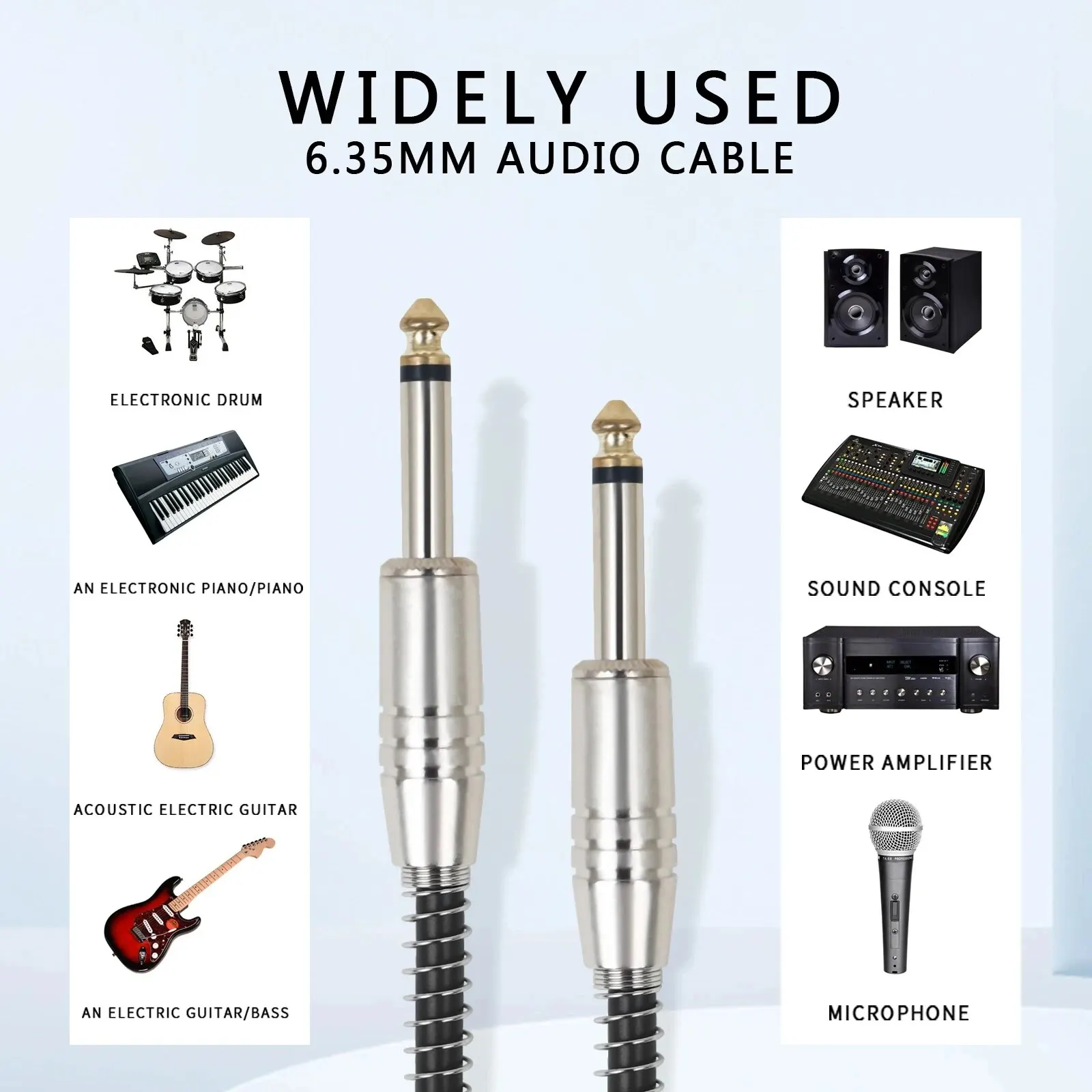 3M/5M/10M Electric Guitar Effects Pedals Connection Cable No Noise Shielded Bass Cable Metal 6.35mm Connector Guitar Accessories