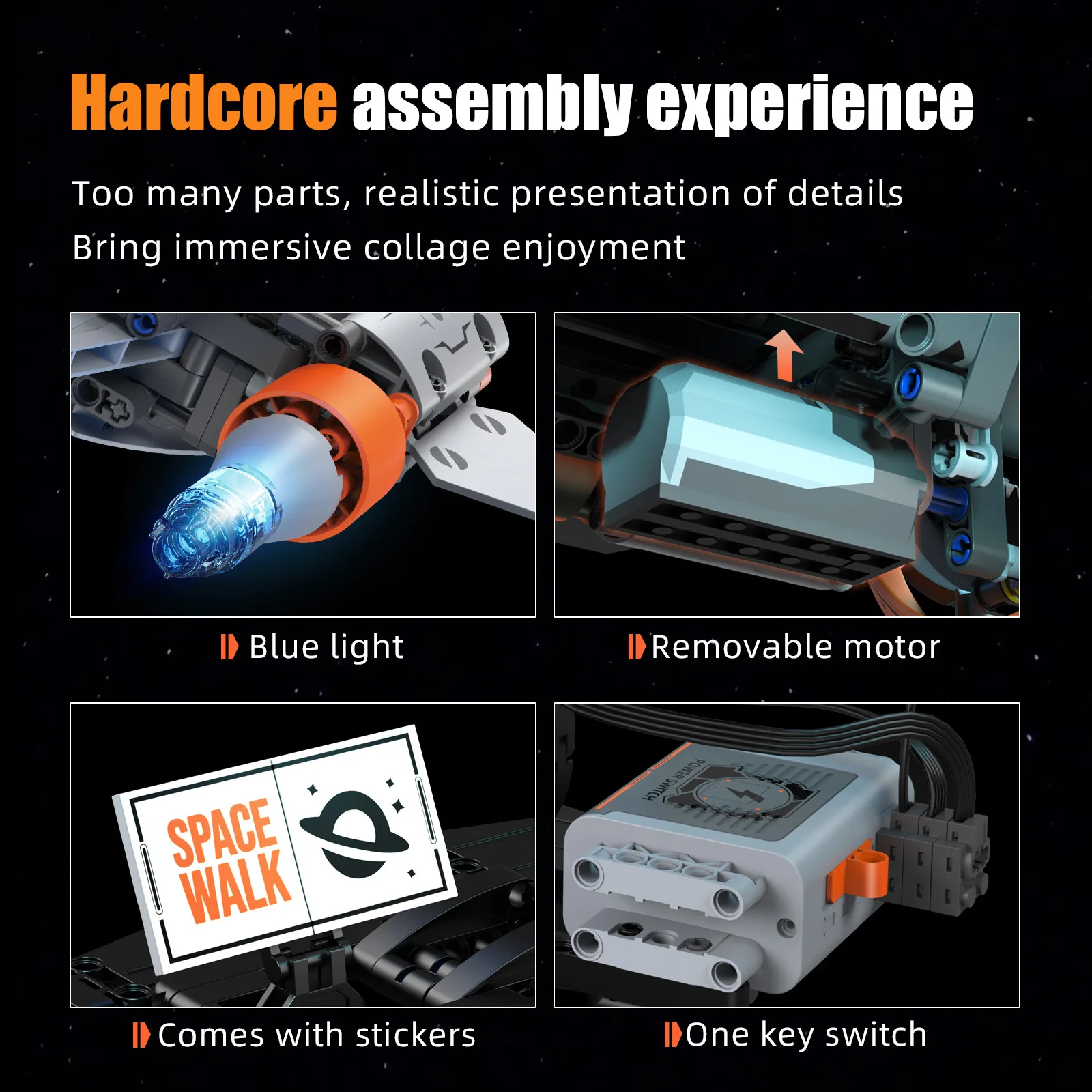 Bloques de construcción de la serie aeroespacial espacial, agujero negro, exploración de nave espacial, misisión, nave espacial, modelo de potencia, juguetes de ladrillos