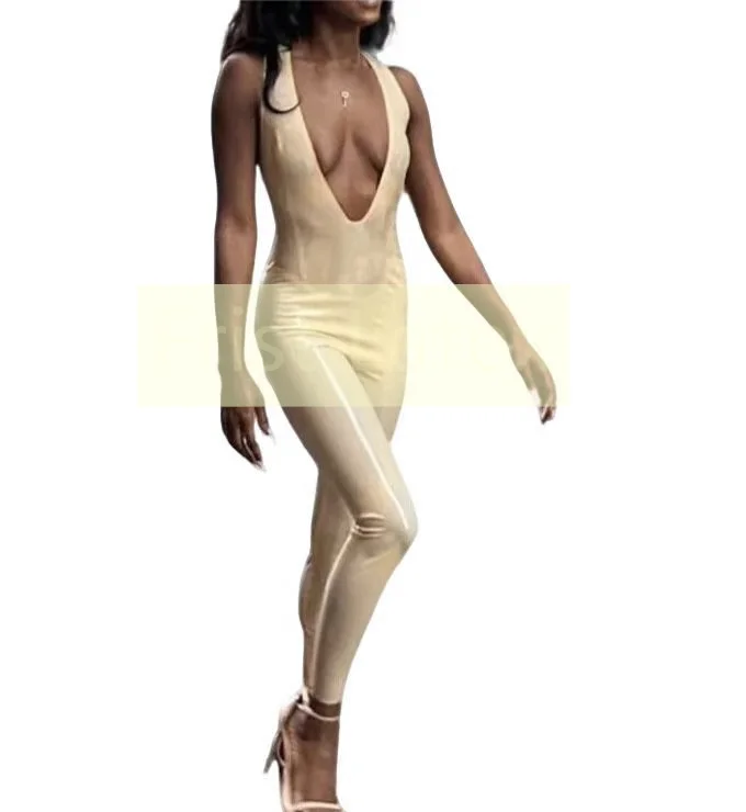 

Латексный комбинезон ручной работы для женщин, резиновый гуммированный сексуальный леотард для девушек, фетиш-комбинезон из латекса с V-образным вырезом, резиновый боди без молнии, на заказ
