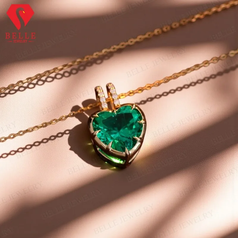 

Ожерелье в форме сердца из стерлингового серебра 925 пробы, золото 10 карат/14 карат/18 карат, изысканный набор безелей из драгоценных камней для выращивания в лаборатории, подарок на годовщину