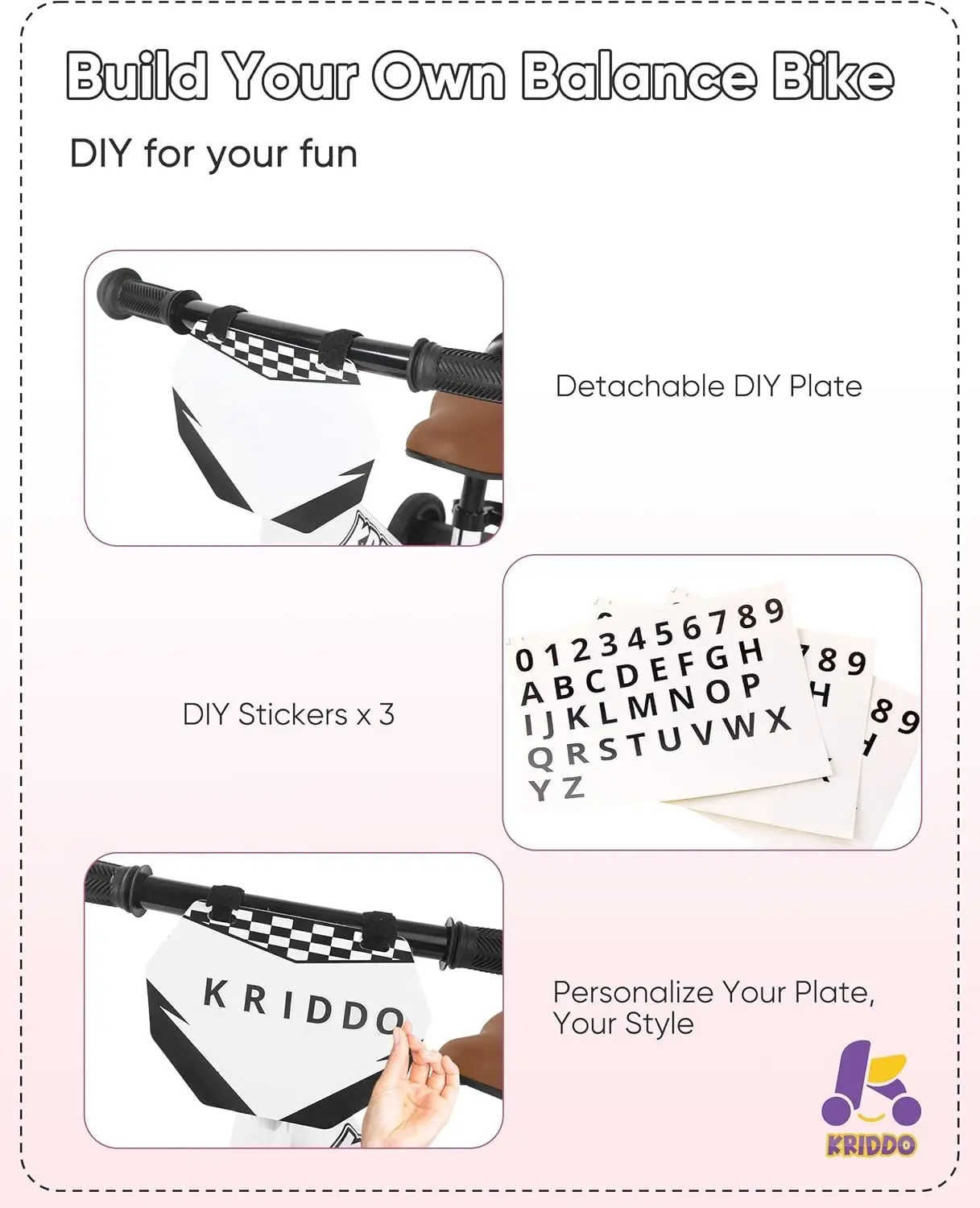 Tricycle 2 en 1 pour enfants et vélo d'équilibre pour tout-petits de 2 ans, pédales détachables et roues d'entraînement extravagantes, plaque de bricolage, Trik d'équitation