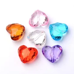 5pc Transparent Acrylic Beads Heart Mixed Color 25x29.2x16mm Hole: 3mm