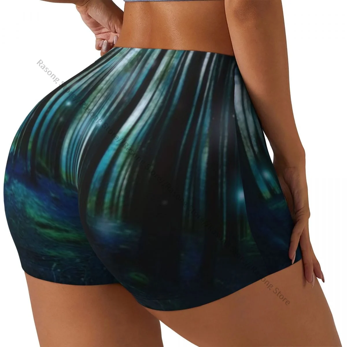 

Сексуальные узкие спортивные шорты на бедрах Magic Surreal Forest Landscape Gloomy Fairytale Forest фитнес женские удобные шорты для йоги