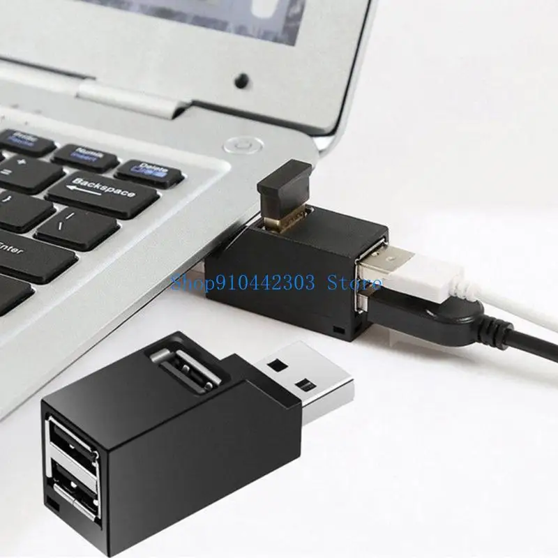 652F 3 Ports USB HUB USB2.0 Disk Reader Small USB Extender Perfect for Card Reader