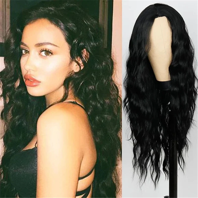 Long Black Chinese Wig Curly Synthetic Wigs Cheap Party Wigs For Woman Harajuku Cosplay Wig Blue Orange Black Hair