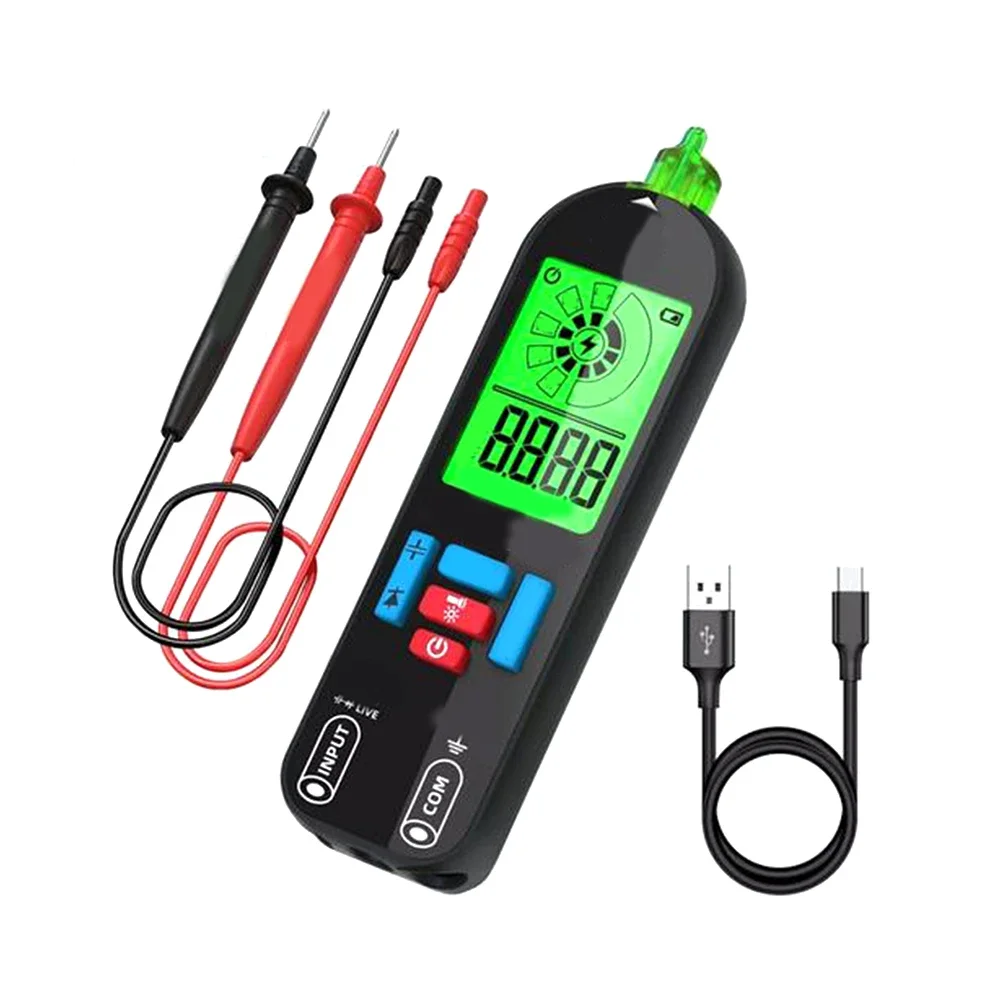 Efficient Digital Multimeter Tester for AC DC Voltage Red Green Backlight Non contact Fire Line Discrimination