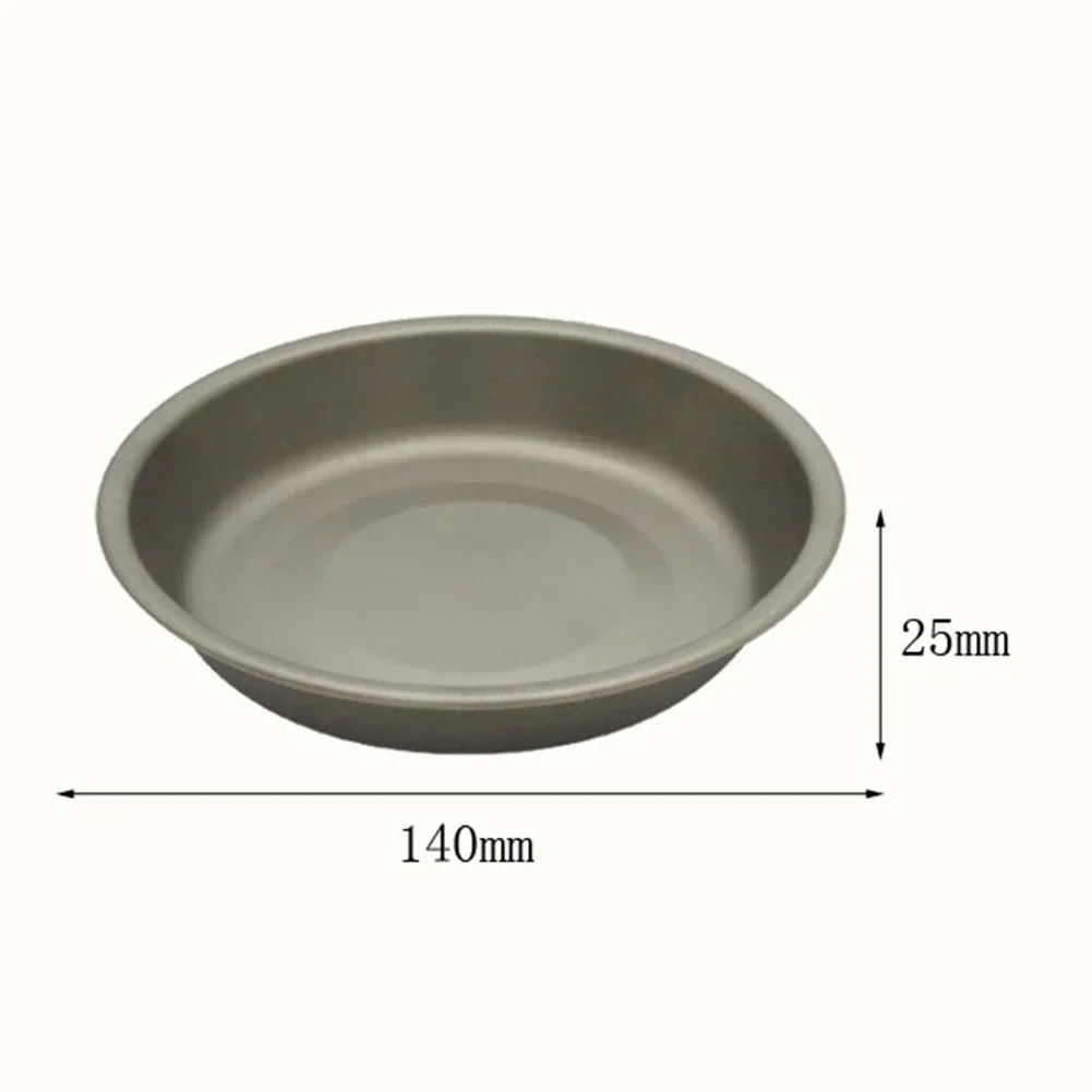 Assiette de camping en titane, casserole, ustensiles de cuisine, 140x25mm, 5,5x1,0 in pour aliments, fruits, plat d'extérieur, camping, randonnée, assiette de voyage, 1 pièce