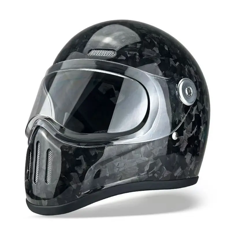 Ultra Strong Carbon Fiber Full Face Motorcycle Helmet Removable Sun Visor Anti-Collision Impact Absorbing Soft Padded Comfort