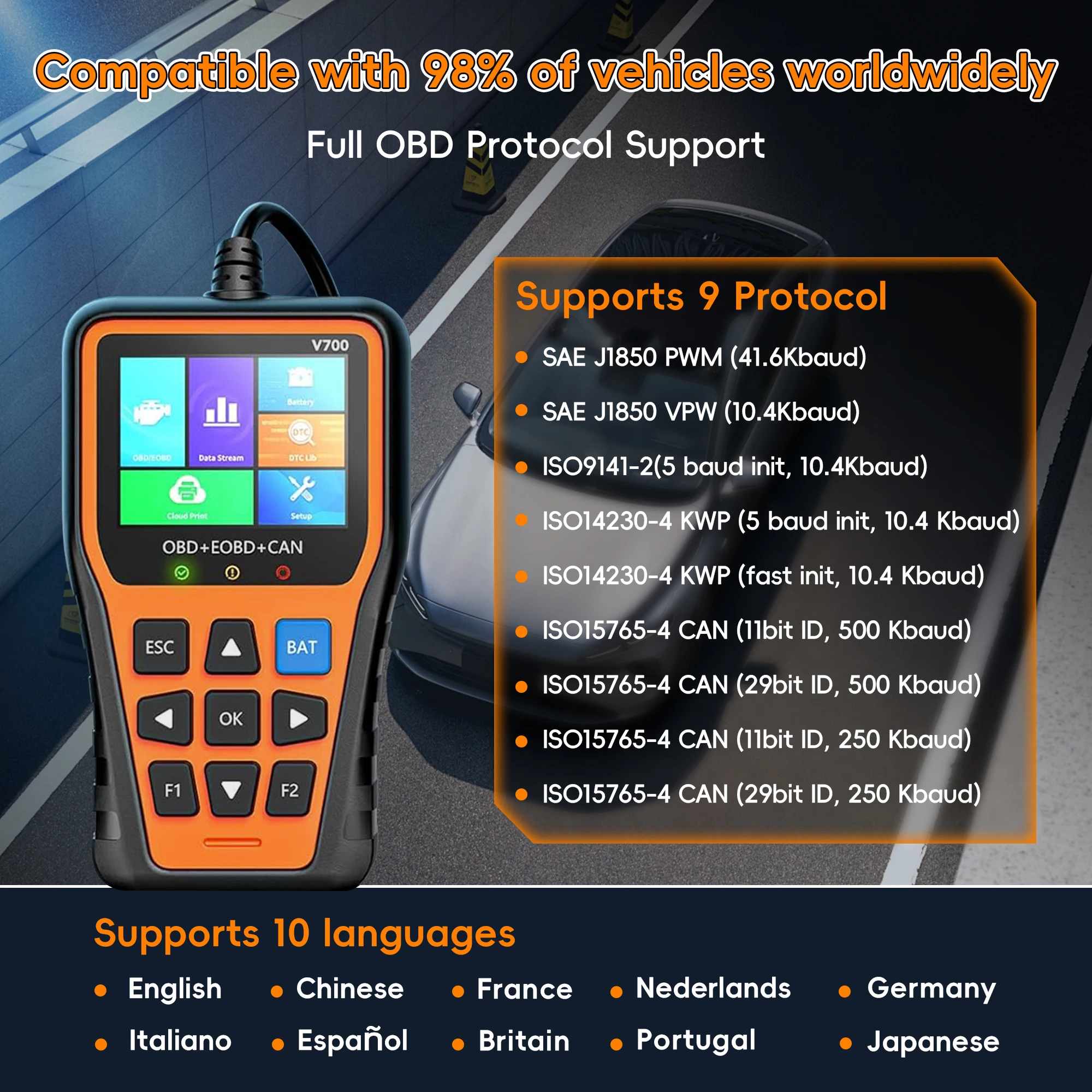 Picture 7: OBD2 Scanner Diagnostic Tool, Check Engine Code Reader OBD2 Scanner with Reset, Mode 6, Mode 8 & I/M Readiness,Auto Check Engine