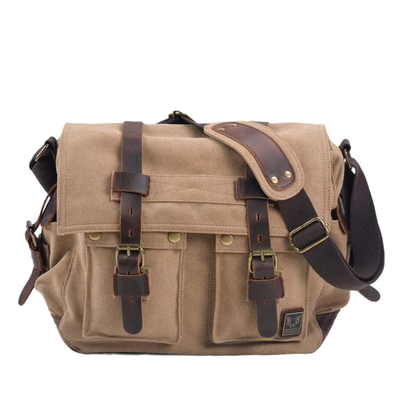 Vintage Canvas splicing real leather bag Single Shoulder Messenger Bag casual photography waterproof liner SLR Camera Bag