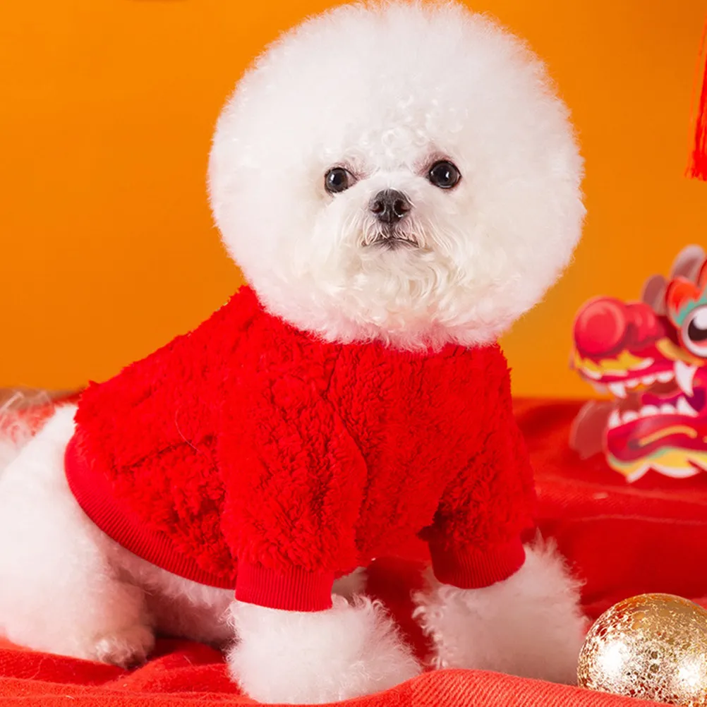 Ropa de Año Nuevo Chino para Perros, Disfraz Cálido de Invierno para Cachorros con Gancho para Arnés, Fácil de Poner y Quitar, Lavable a Máquina