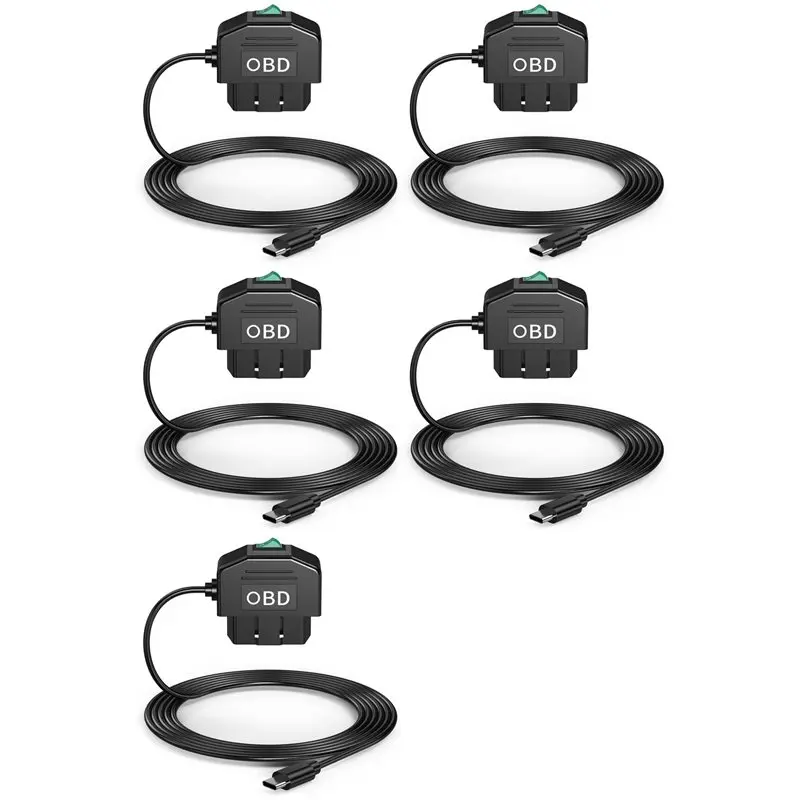 5x-ダッシュカム-obd-ハードワイヤーキット、ダッシュカメラ用-usb-type-c-ハードワイヤーキット、obd電源ケーブル付き、ダッシュカム用-12-24v-から-5v-3a