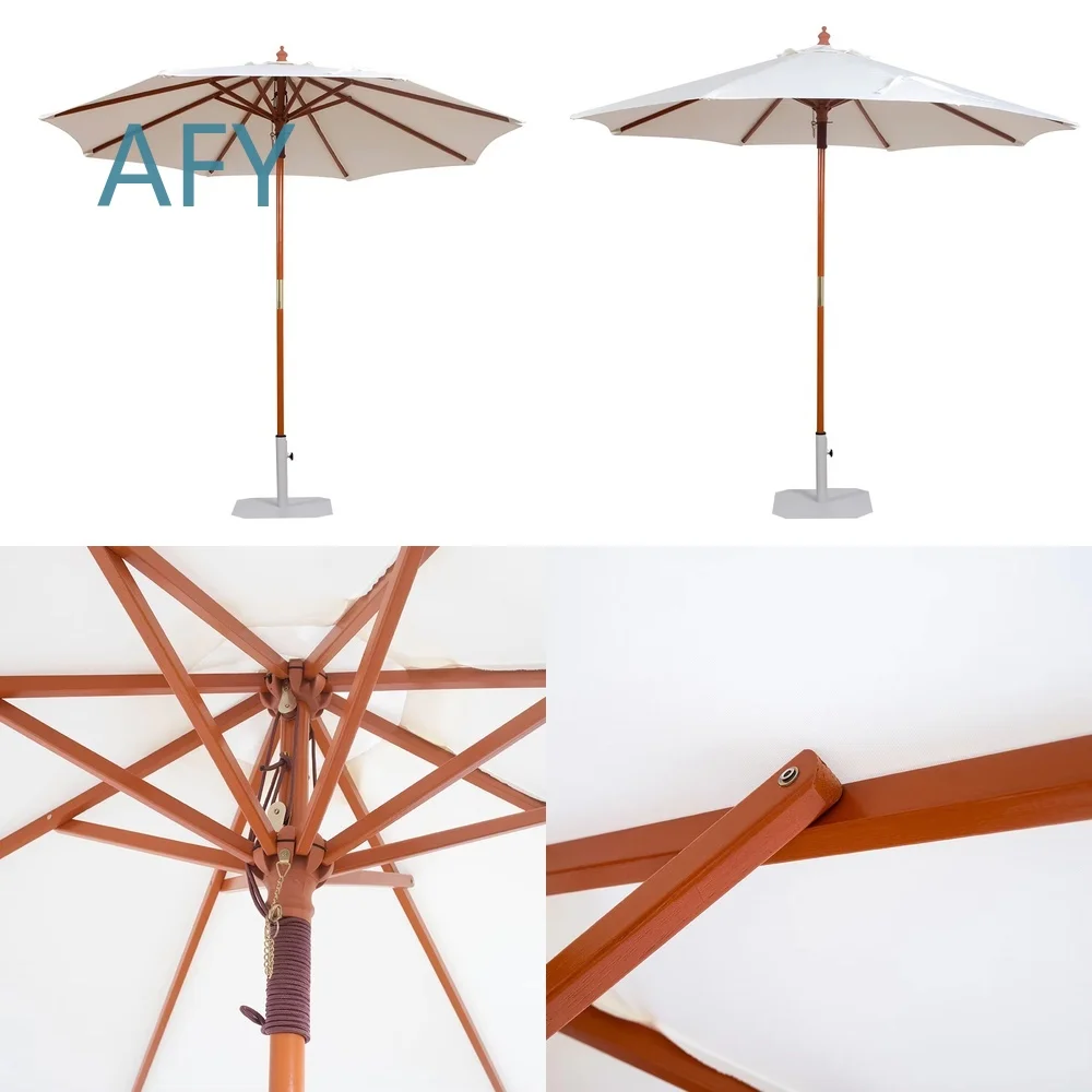 Eco Friendly Bamboo Sun Umbrella for Outdoor Patio Garden Hotel Yard Recycled Wood UV Protection Shade Canopy