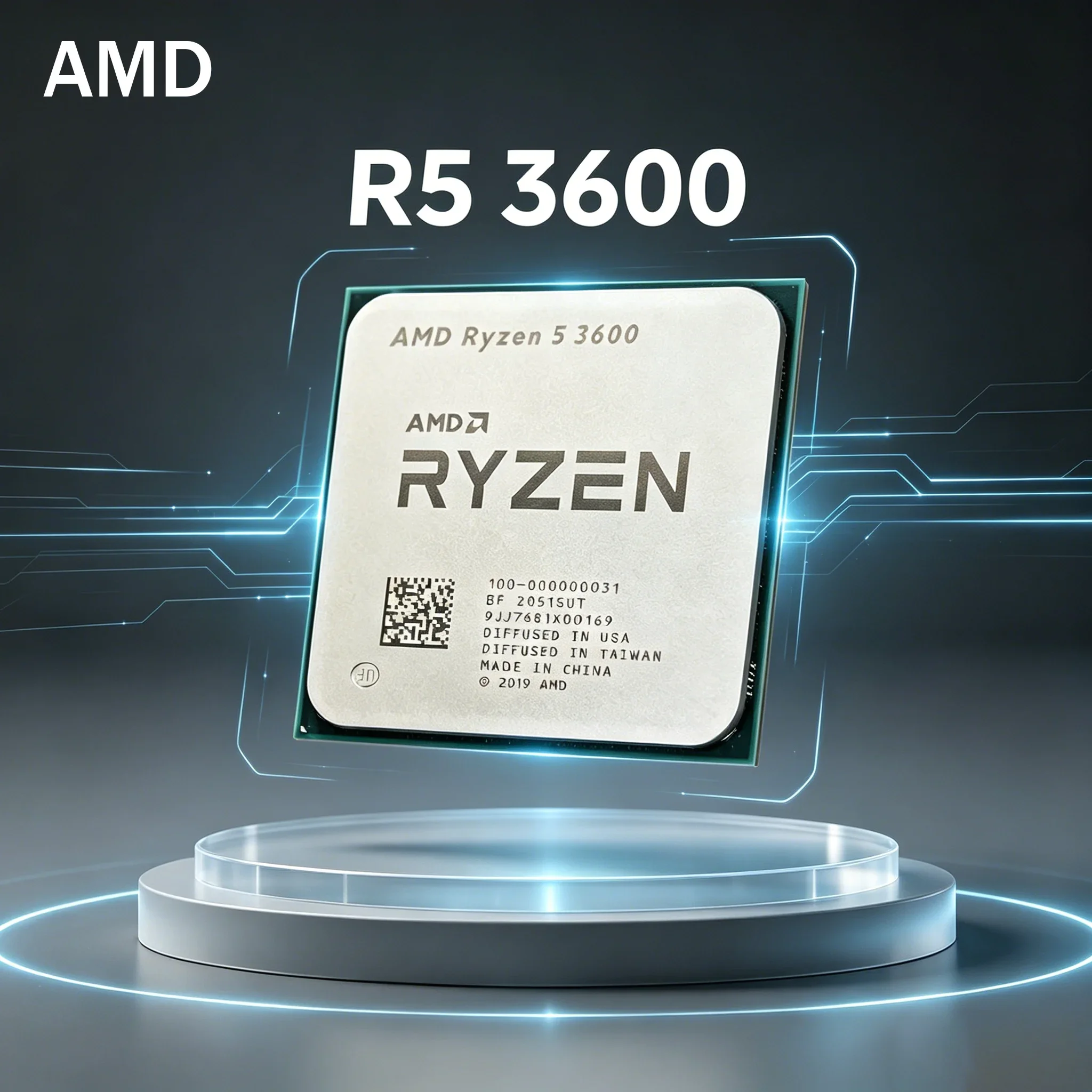 Procesador AMD Ryzen 5 3600 R5 3600 para Juegos de PC, 6 Núcleos, 12 Subprocesos, 3.6GHz, Socket AM4, Desbloqueado, Versión en Bandeja, Sin Caja Original
