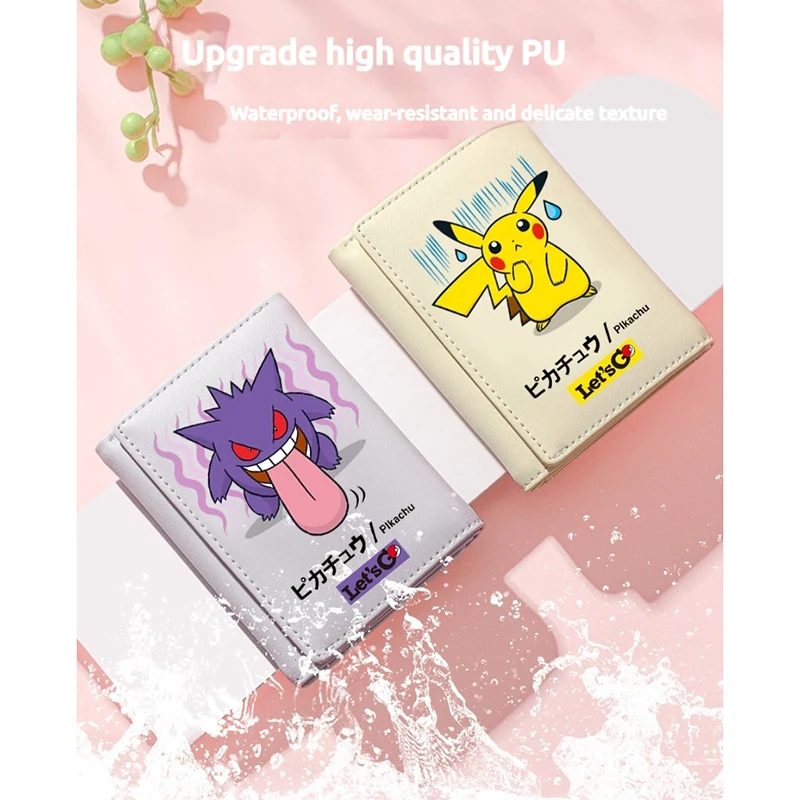 New Mini Student Wallet Pokemon Pikachu Gengar Psyduck Compact Wallet Card Pack Cartoon Cute Children Gift Anime Peripherals - view 2