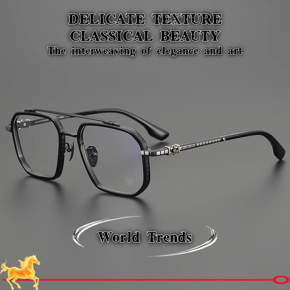 

Fashion and Leisure High end Titanium Alloy Pilot Style Men's Eyeglasses Frame Retro Luxury Optical Prescription Women's Glasses