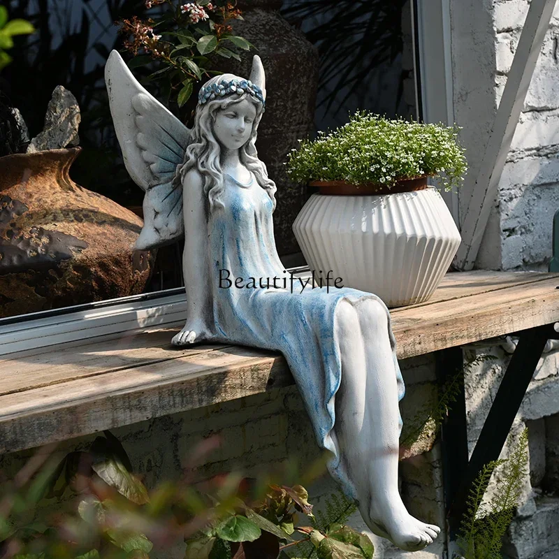 09Flower Fairy Ornament Beautiful Angel Man Pool Decoration Garden