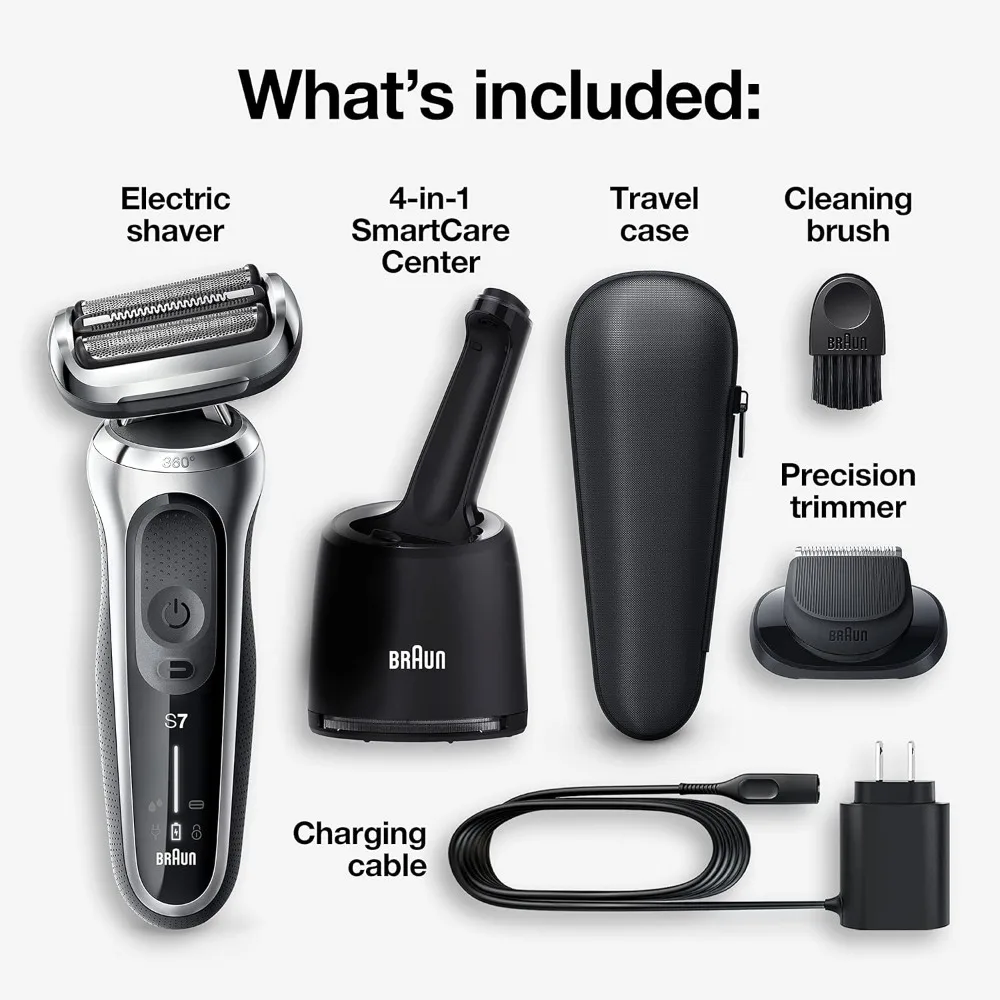 Series 7 7071cc Flex Electric Razor for Men with SmartCare Center, Precision Trimmer, Wet & Dry, Rechargeable, Cordless