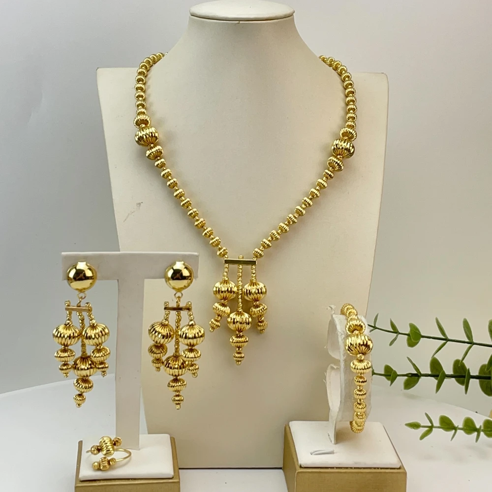 Yuminglai Brazilian Jewelry Sets Gold Plated Jewelry for Women Wedding Party FHK29794