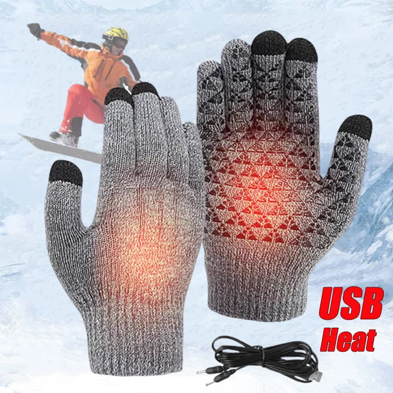 

Knitted Electric Heated Gloves USB Rechargeable Warm Touchscreen Cycling Fingerless Gloves Cold-Resistant & Anti-Slip